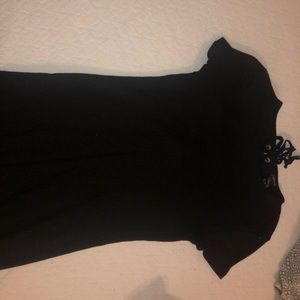 black back lace up form fitting dress